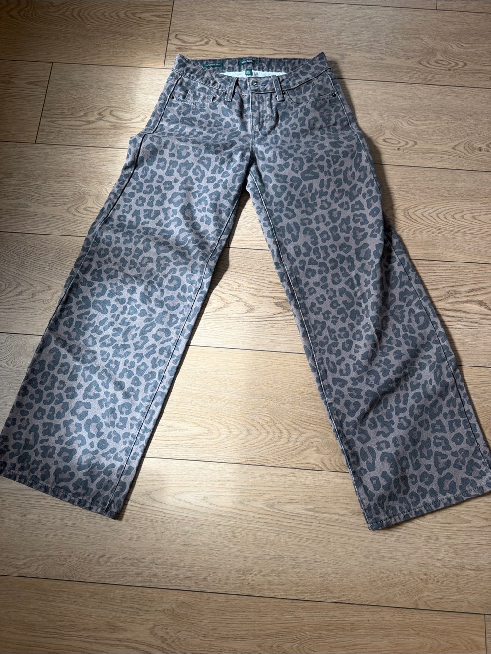 Target Gray Leopard Print Wide Leg Jeans